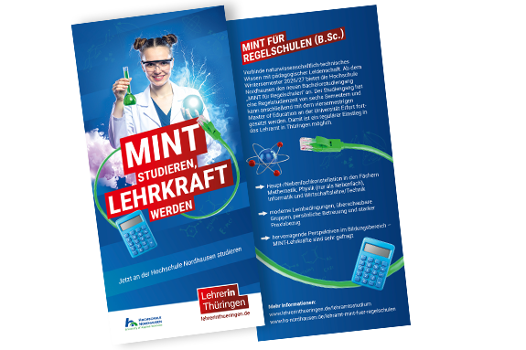 Man sieht die Vorder- und Rückseite des MINT-Flyers in klein.